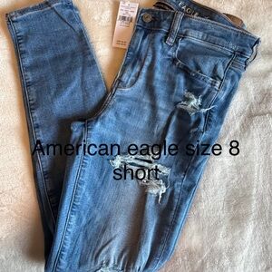 American Eagle Outfitters Women's Distressed Medium Blue Skinny Jeans